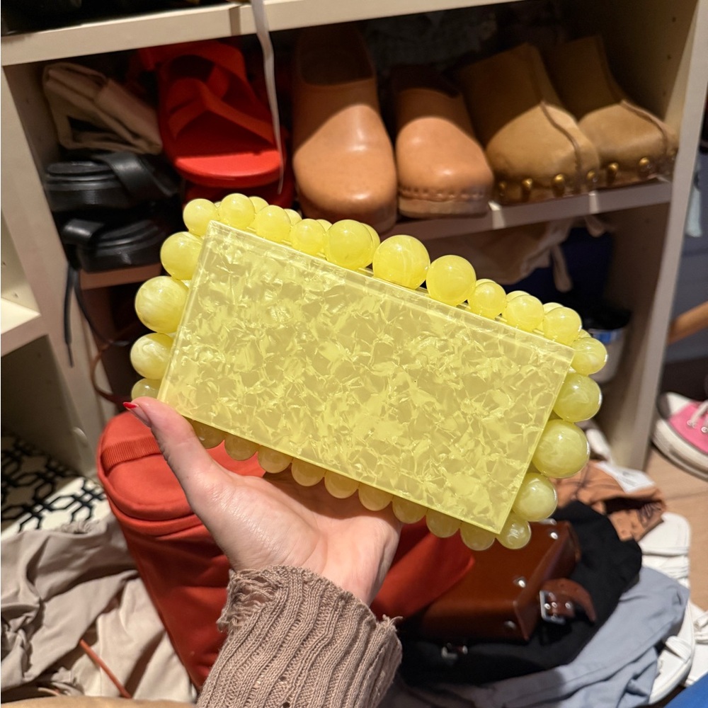 Cult Gaia Lemon Beaded Clutch